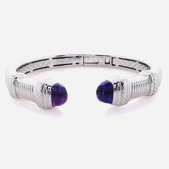 NWT Judith Ripka Cassandre Hinged Sterling Silver Cuff with Amethyst Gemstones - Picture 14 of 16